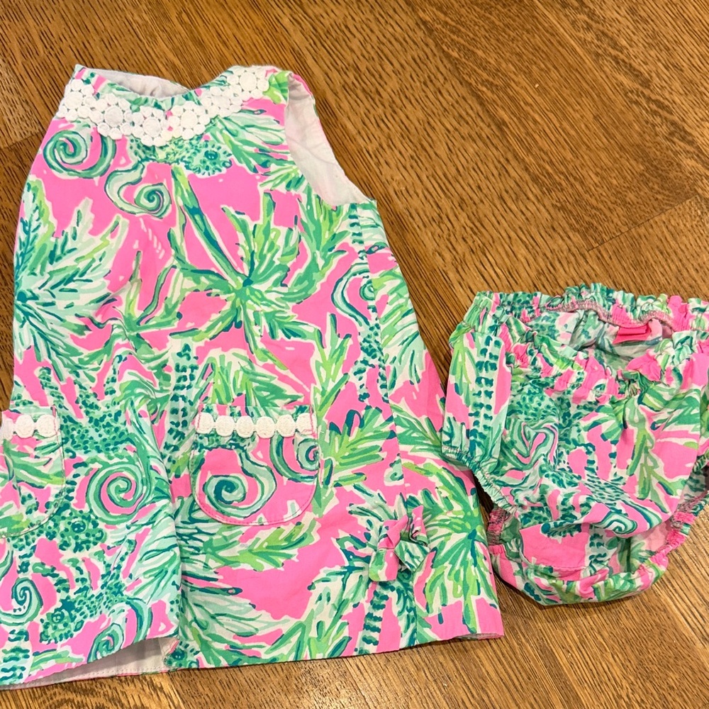 Lilly Pulitzer Pink Shift Dress Dress with Tropical Print